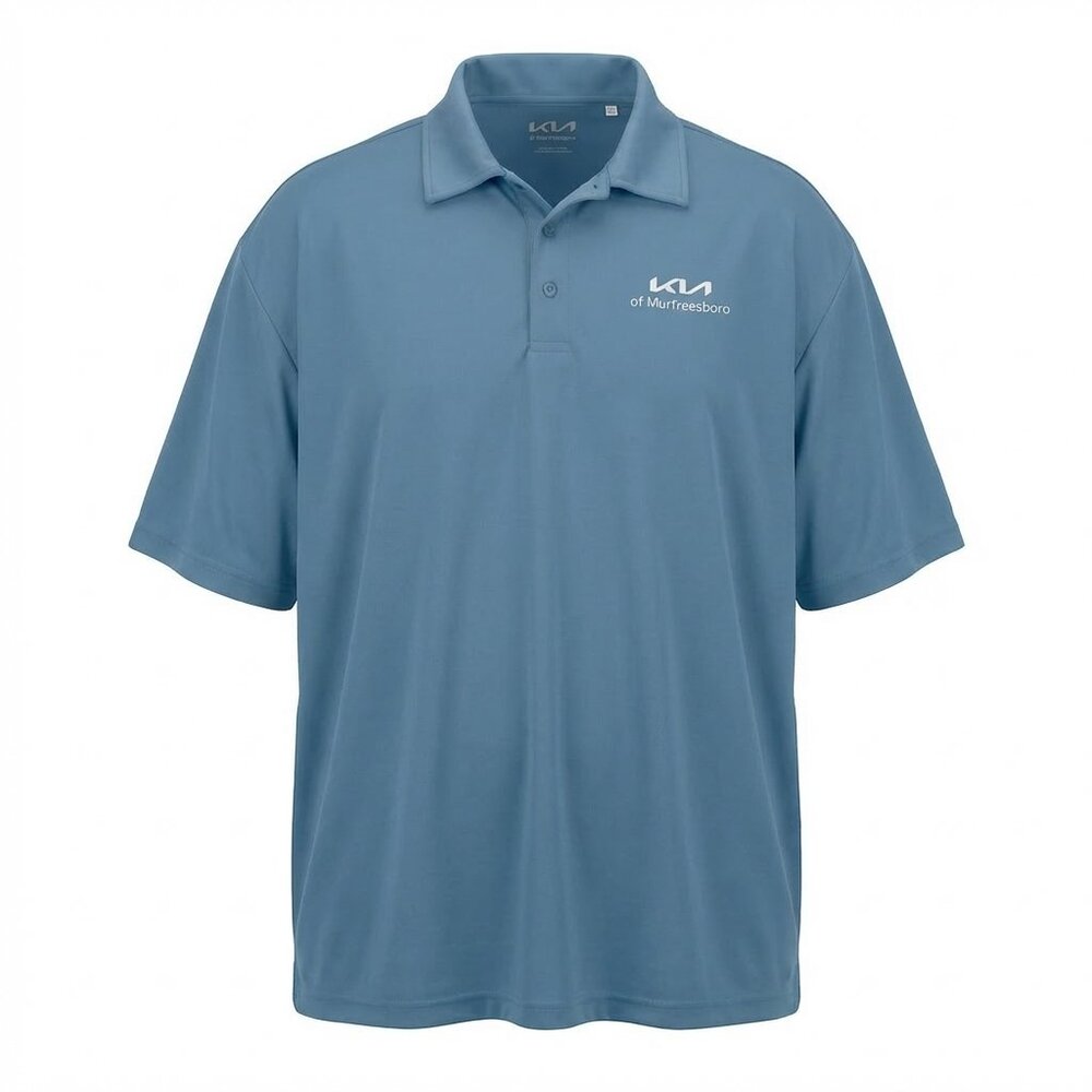 Real essentials 5xl Men Big & Tall blue 3 Top Button Short Sleeve  polo Shirt